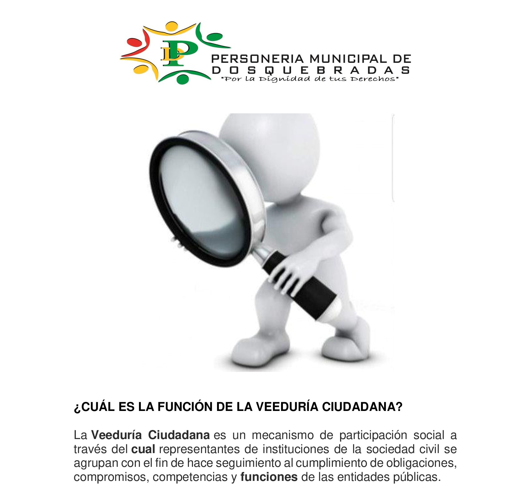Cual es la funcion de la veeduria ciudadana 1 
